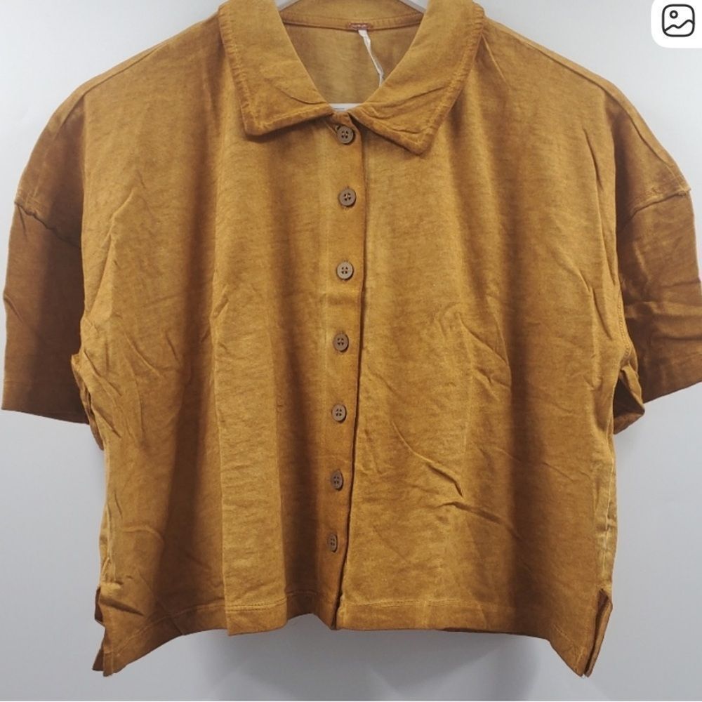 Free People weekend Amber Button-Down Shirt boxy extra small - Picture 2 of 7